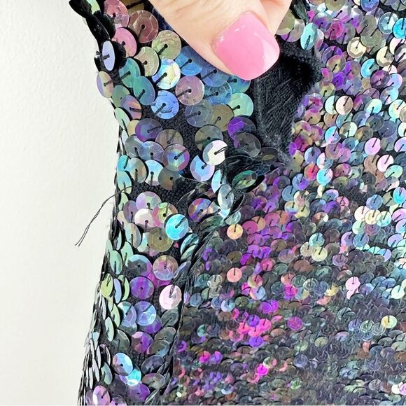 Bird by Juicy Couture Wool Knit Mermaid Sequin Dress w/Flutter Sleeve Sz Large - Picture 8 of 14